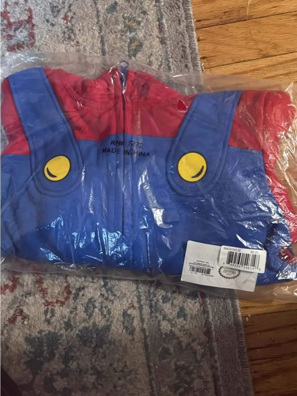 Super Mario Red and Blue Boys Zip-Up Hoodie Costume